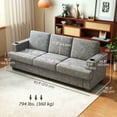 thumbnail image 3 of HOMCOM 3 Seater Sofa, Upholstered Couch with USB Ports & Cup Holders, Grey, 3 of 10