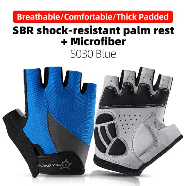 ROCKBROS Guantes de ciclismo Medio dedo A prueba de golpes Resistente al desgaste Transpirable MTB Guantes de bicicleta de carretera Hombres Mujeres Equipo de bicicleta deportiva Tan Jianjun unisex
