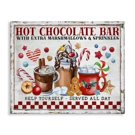 Stupell Industries Hot Chocolate Bar Holiday Painting Gallery Wrapped Canvas Art Prints Wall Art, 20 x 16