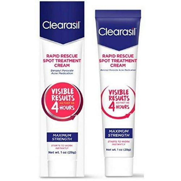 Clearasil Rapid Rescue Acne Spot Treatment Cream, 1 oz Pack of 5