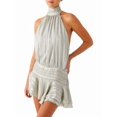 thumbnail image 2 of Women Ruffle Halter Neck Mini Dress Mock Neck Open Back Tiered Dress Y2K Mesh Layered Dresses Light Gray L, 2 of 10