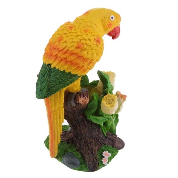 Figuritas de loros, estatuas, Mini artesanía de resina, suministros de jardín de hadas en miniatura Amarillo Zulema Paisaje de micro jardín