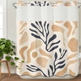 thumbnail image 3 of Navy Blue Beige Abstract No Hook Shower Curtain Waterproof, Bathroom Curtains with Snap in Liners and See Through Top Window, Modern Vintage Geometric Hotel Style Bathtub Curtains Shower 72"Wx78"L, 3 of 8