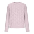thumbnail image 3 of Odeerbi Winter Knit Sweater For Women 2024 Casual Round Neck Long Sleeved Pullover Sweater Pink, 3 of 5