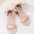 thumbnail image 4 of Krdevn Ankle Strap Open Toe Block Heel Dress Sandals, Pearl and Bow Detail Lightweight Party Shoes (Little Girls, Big Girls),9.5-10 Years, 4 of 6