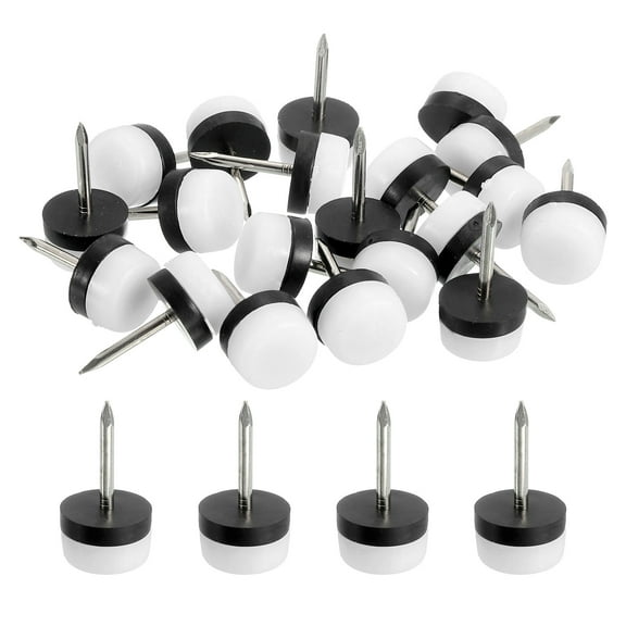 Nail on Furniture Sliders, 40Pack Plastic Chair Glides Nail in Chair Leg Floor Protectors Round Chair Table Feet Leg Pads for Hardwood Floors (White, 16mm/0.63")