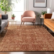 Addison Rugs Mayfield Washable Transitional Panel Paprika Rectangle Rug, 5' x 7'6"