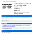 thumbnail image 2 of Front Brake Pad Set - Compatible with 2011 - 2016 Dodge Durango 2012 2013 2014 2015, 2 of 2
