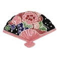 thumbnail image 2 of Ebros Set Of 4 Pink Floral Blossoms Oriental Fan Shaped Appetizer Sushi Plates, 2 of 5