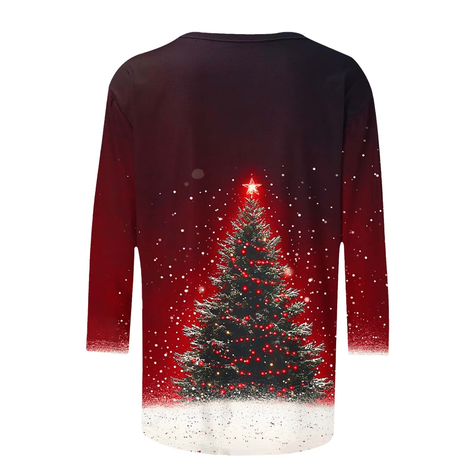 Chemise De Noël Pour Femme - Tunique Ample Imprimée Hibou Et Sapins, Manches Longues, Col Rond, Parfaite Pour Les Fêtes à La Maison Ou Entre Amis - 5
