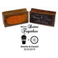 thumbnail image 1 of Printtoo Custom Save The Date Shake Glass And Donuts Personalized Wood Mounted Rubber Stamp, 1 of 4