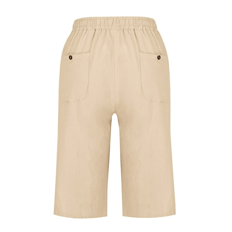 RYDCOT Long Shorts for Women 2024 Summer Drawstring Cotton RYDCOT Long Shorts for Women 2024 Summer Drawstring Cotton
