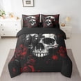 thumbnail image 2 of Homewish Gothic Skull 7-Piece Twin Bedding Sets For Female Men Adults,Red Rose Bedding Comforter Set,Chic Flowers Breathable Sheet Sets,Exotic Style Bedroom Decor,Reversible, 2 of 8