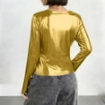 thumbnail image 4 of purcolt Womens Shiny Metallic Cropped Tops Stretchy Slim Crew Neck Long Sleeve Shirts Sparkly Glitter 80s Disco Cocktail Outfits, 4 of 8