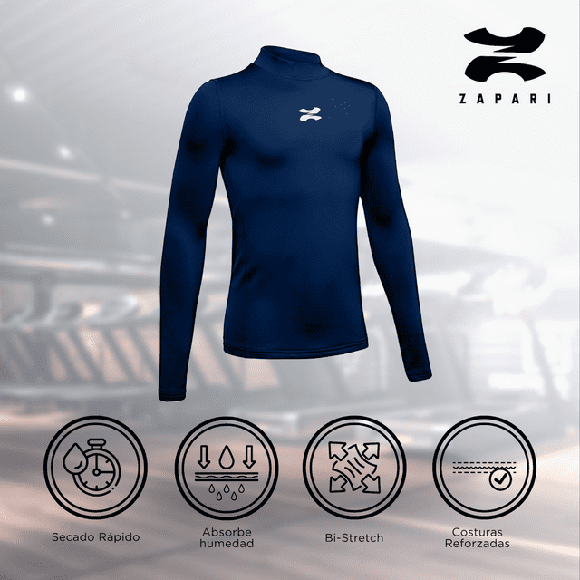 ZAPARI Playera Deportiva Manga Larga, Licras Deportivas para Niños de Compresión con Cuello Redondo negro M