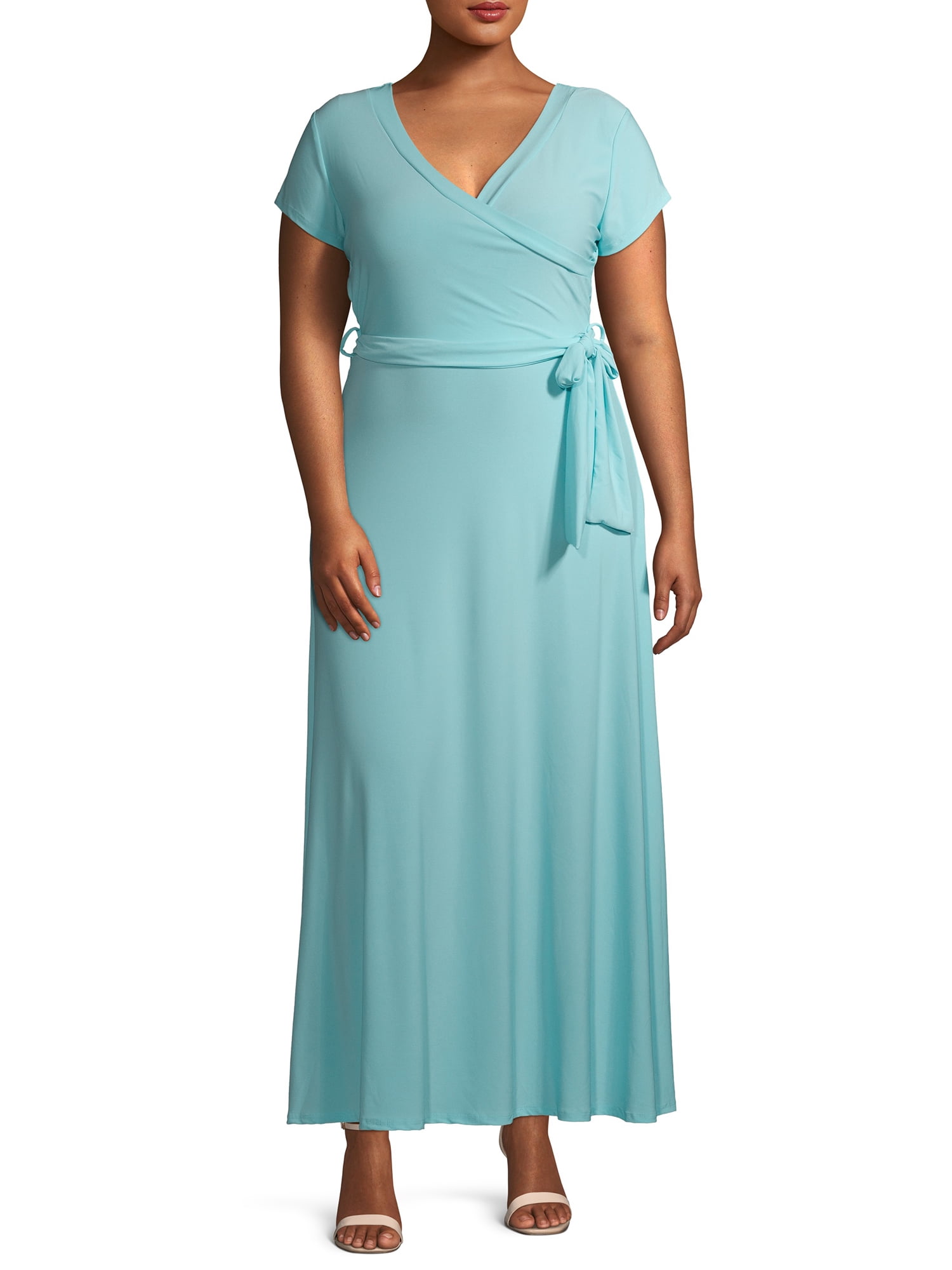 Ella Samani Women's Plus Size Short Sleeve Maxi Wrap Dress