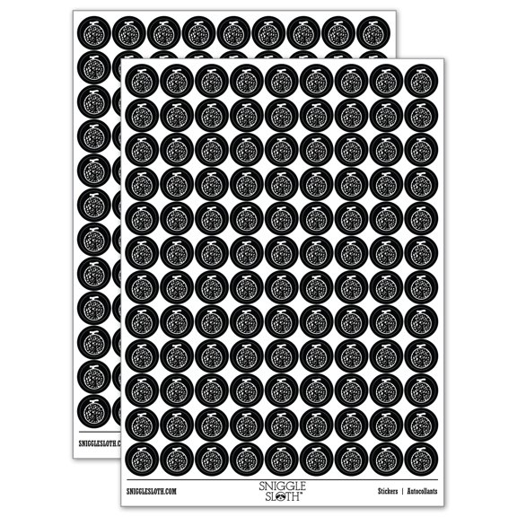 Sweet Honeydew Melon Fruit 200 Round Stickers - Black - Gloss Finish - 0.50" Size