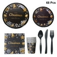 thumbnail image 1 of Christmas Decorations Tableware 68PCS 7 Christmas Party Disposable Tableware Include Paper Plate Cup Napkin Fork Spoon (Random Flatware) Plastic knife and fork set, 1 of 6