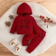 thumbnail image 2 of Ruyang Baby 2 Piece Outfit I Love Papa Sweatsuit Set Long Sleeve Hoodies Sweatpants Suit Cotton Cute Joggers Tracksuit Winter Clothes, 2 of 5