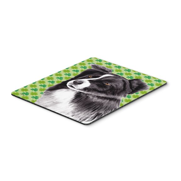 "Border Collie St. Patricks Day Shamrock Portrait Mouse Pad Hot Pad or Trivet"