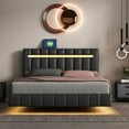 Queen Size Floating Bed Frame with LED Lights and USB Charging,Modern ...