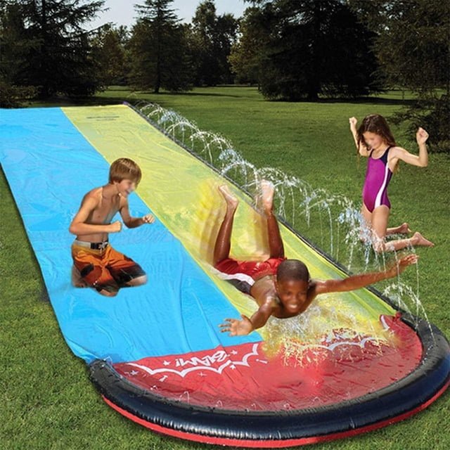 Water Slide Summer Kids Dual PVC slide; Racing Slide Outdoor PVC Sliding Toy for Water Park Lawn Backyard