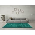 thumbnail image 3 of Ahgly Company Indoor Round Abstract Turquoise Blue Modern Area Rugs, 3' Round, 3 of 4