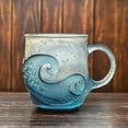 thumbnail image 6 of 12Oz Handblown Sea Glass Mug With Waved Texture Durability Beach Themed Coffee Cup with Handle For Teas Wine Cocktails, 6 of 8