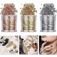 thumbnail image 1 of Juego de 3 botellas de pegatinas 3D para decoración de uñas, imitación de oro, plata, cobre, metal, color, papel de aluminio, fragmentos, bricolaje, decoración, maquillaje, pintura, hecho a mano., 1 of 5
