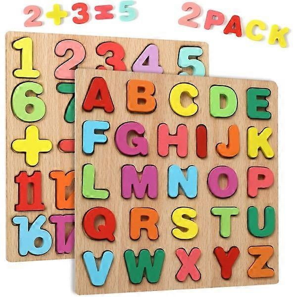 Wooden Puzzle for Children - 20-piece Numbers & 26-piece ABC Alphabet