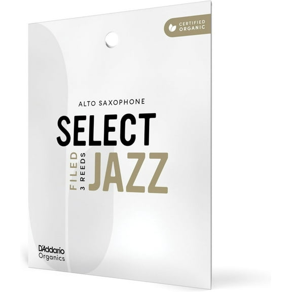 D'Addario Organic Select Jazz Filed Alto Sax Reeds, Strength 2 Soft, 3-Pack