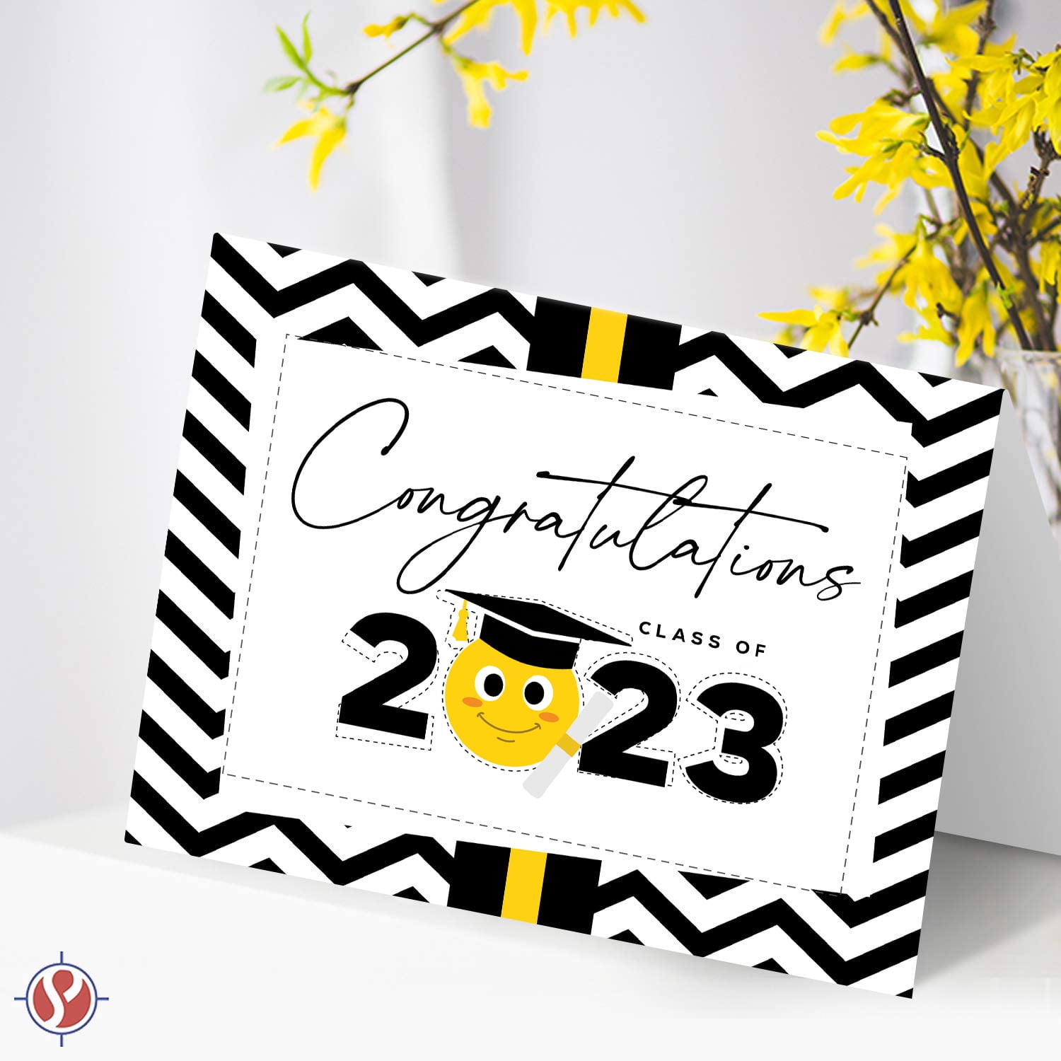 Graduation Congratulations Class of 2023 Cards – Cute & Funny Emoji Grads High School Collage Graduates Celebratory Greeting | (A2 Size) 4.25 x 5.5” Card When Folded | 25 Cards & Envelopes per Pack
