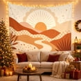 thumbnail image 3 of Sunburst Landscape With Rolling Hills Calming Rustic for Nature Enthusiasts Warm Earthy Wall Art Housewarming Gift Tapestry Wall Hanging for Bedroom and Living Room, 3 of 7