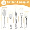 thumbnail image 3 of 20 Pcs Retro Royal Silverware Set for 4,Gorgeous Silver Flatware Set with Steak Knives,Premium Stainless Steel Vintage Cutlery Set with Forks Spoons and Knives,Dishwasher Safe, 3 of 8