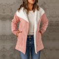 thumbnail image 4 of up to 60% off Gifts Weekly Deals Fleece Coat for Women Faux Suede Jacket for Women Casual Solid Long Sleeve Hooded Trench Coat Soft Cozy Plush Padded Warm Outwear with Pocket Winter Fleece Coat, 4 of 7