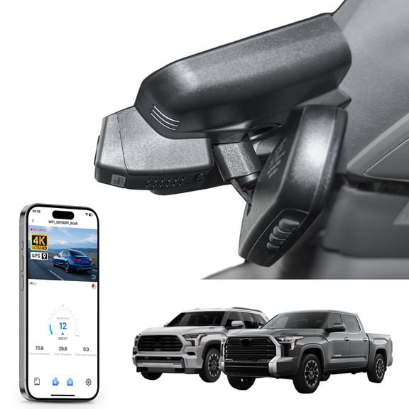 Mangoal 4K Dash Cam Custom Fit for Toyota Tundra 2022-2026 & Sequoia 2023-2026, Limited SR SR5 TRD Pro Limited Platinum (Gen3), OEM Look, Loop Recording, GPS, 64GB Card