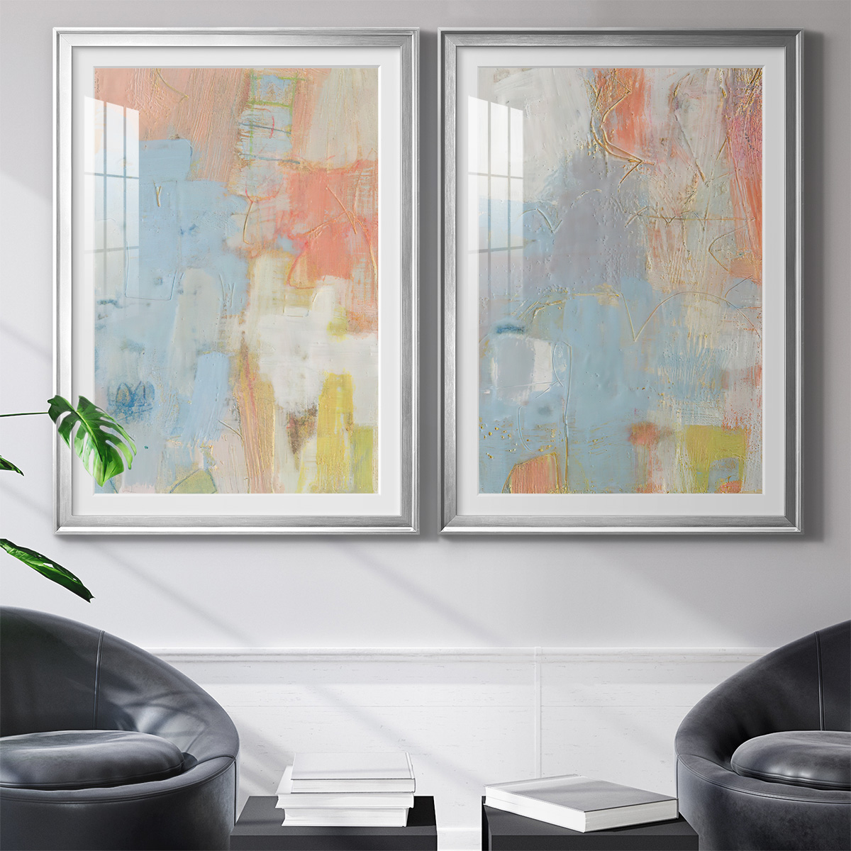 Wexford Home Cully I Premium Framed Print, 18.5" x 24.5" - Ready to Hang, Silver (Set of 2)