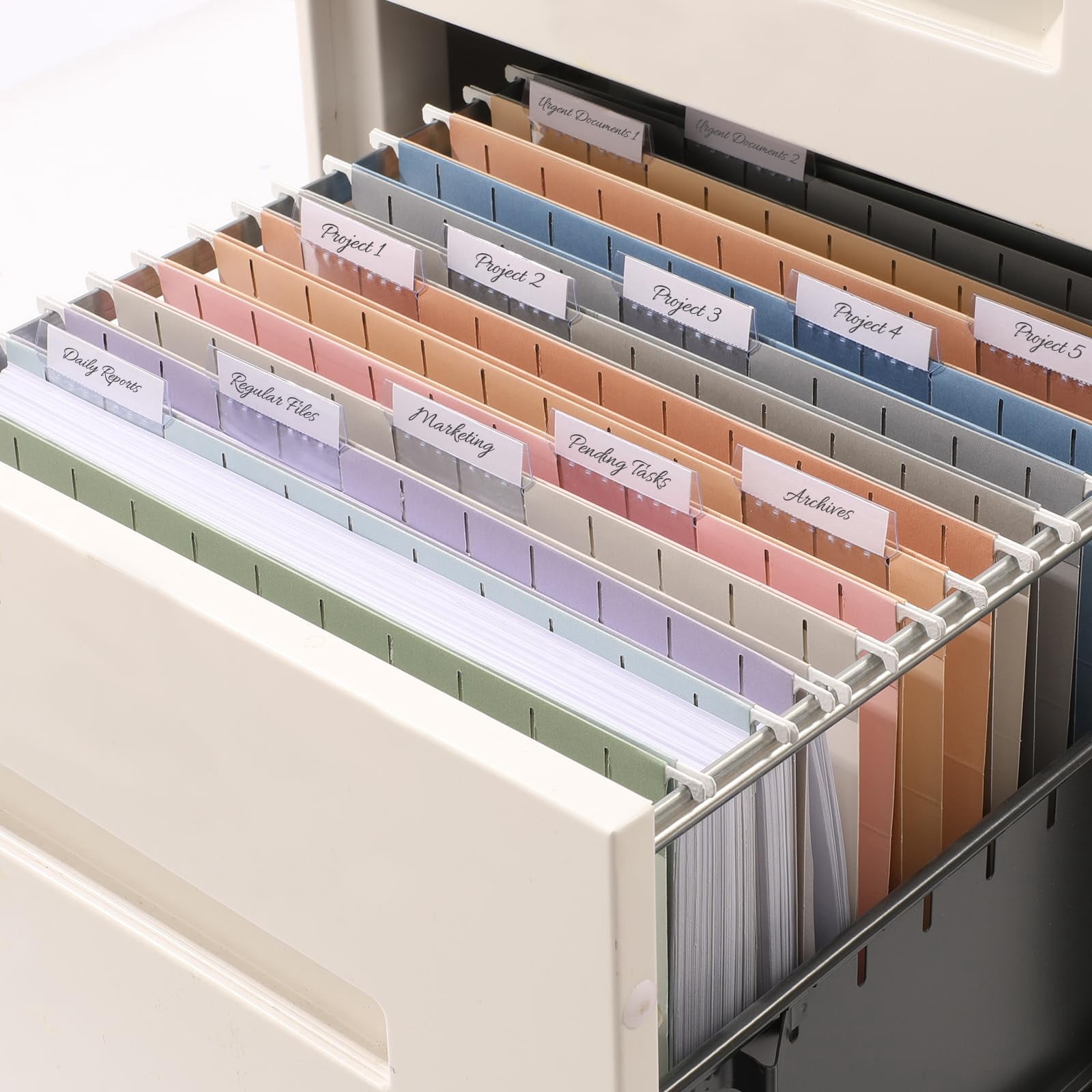 Hanging File Folders  50 Pack Letter Size With 1/5-cut Tabs Stay Organized For Your Home And Office Bulk Documents Paper 10 Pastel Colors