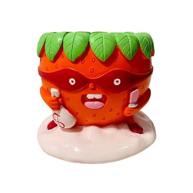 Maceta con forma de fresa, maceta creativa para plantas, adorno de mesa para dormitorio, estante, mesa, escritorio, decoración del hogar
