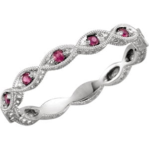 Jewels By Lux 14k White Gold Ruby Anniversary Band Size