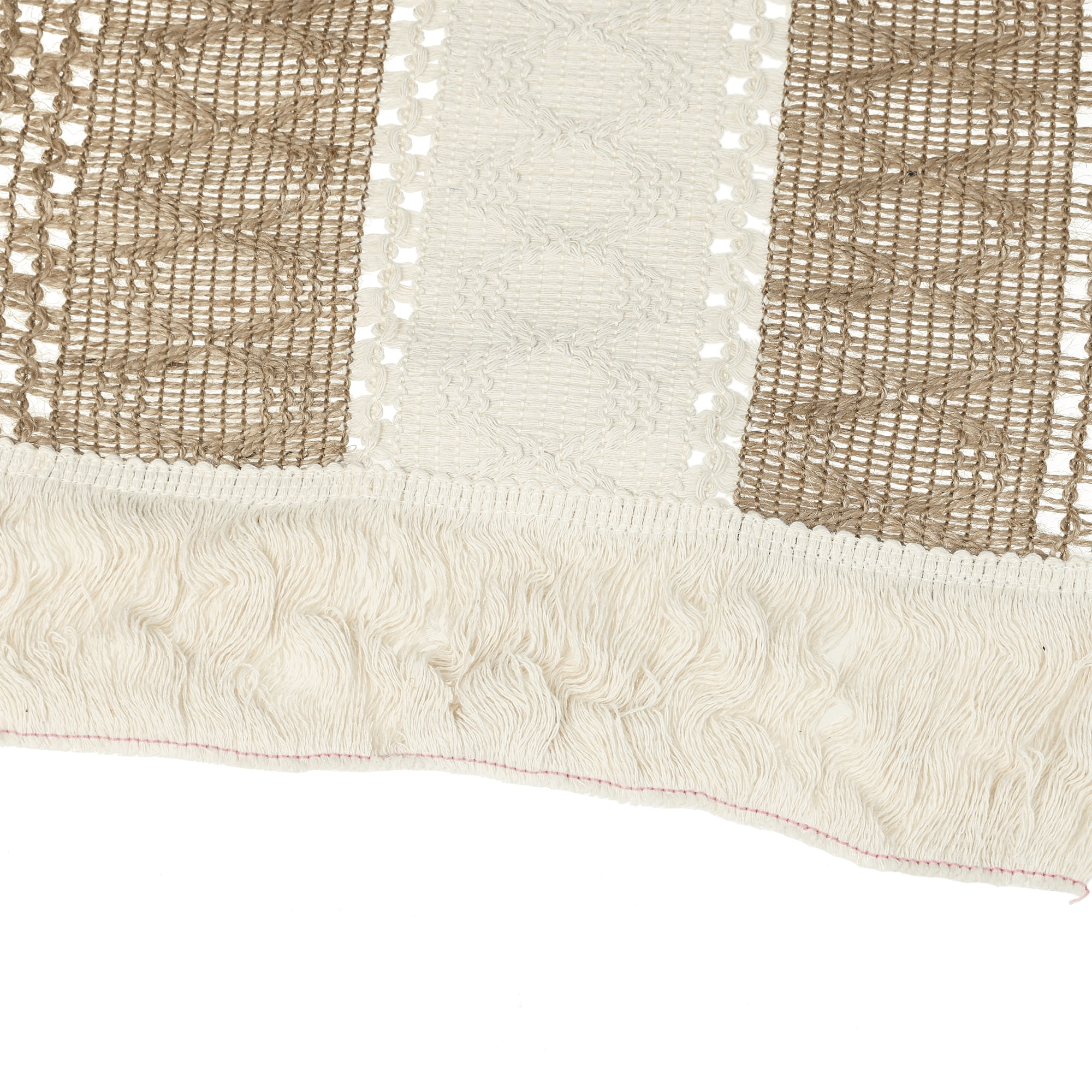 Unique Bargains 1 Pack Row of Fringe Table Runners Floral Table Banner Brown 12"x71"