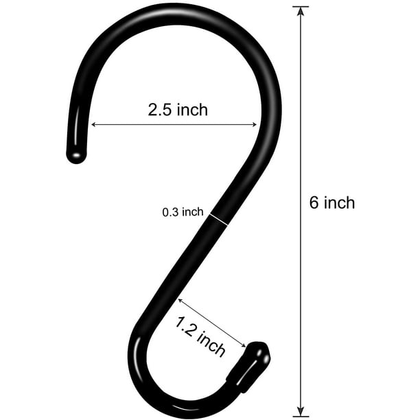 Cpdd Large Vinyl Coated S Hooks Heavy Duty, 6 Inch Non Slip Black Rubber Coated Metal S Hooks For Hanging Plants, Outdoor Lights And Kitchen Pot Pan C