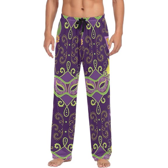 GZHJMY Mardi Gras Pajama Pants for Men, Lounge Pants Lightweight Men Pajama Bottoms with Drawstring Pockets, Christmas New Year Birthday Gifts, X-Large