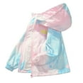 thumbnail image 4 of Little Girls Gradient Color Rain Jackets Lightweight Windproof Hoodie Jacket Kids Waterproof Windbreaker 4-14 Years, 4 of 7