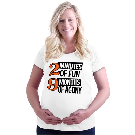 2 Minutes Ironic Expecting Moms Humor Women's Maternity T Shirt Tee Brisco Brands S