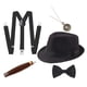 thumbnail image 5 of Accesorios para hombres de década de 1920, conjunto de disfraces: sombrero , , pajarita, reloj y de plástico Negro Macarena Disfraces de cosplay para hombres, 5 of 8