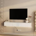 thumbnail image 5 of Floating TV Stand with 16-Color LED Lights & Power Outlet, 66.9” Wall Mounted High Gloss TV Shelf, Large Storage TV Cabinet for Living Room, 5 of 8