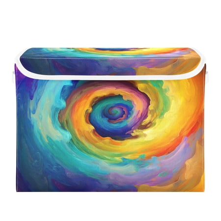 16.5x12.6x11.8in Foldable Flip-Top Storage Bin Dustproof Magic Tape Closure Ideal for Home & Toy Organization,A Swirling Vortex