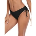 thumbnail image 1 of Ocean Blues Women's Full Coverage Swim Bottoms Sides Drawstring Mid Rise Bikini Bottom Black Bathing Suit Size S, 1 of 8
