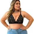 thumbnail image 4 of qolati Lace Bralette Bra for Women Lightweight Wireless Deep V Neck Bralettes Plus Size Non Padded Everyday Bras,Black,XXL, 4 of 9